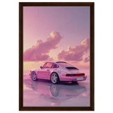Pink Sunset Dream | Porsche Canvas & Fine Art wall art Print - Framed Canvas - 40x60 cm / 16x24″ - Dark wood frame