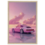 Pink Sunset Dream | Porsche Canvas & Fine Art wall art Print - Framed Canvas - 50x75 cm / 20x30″ - Wood frame