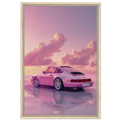 Pink Sunset Dream | Porsche Canvas & Fine Art wall art Print - Framed Canvas - 50x75 cm / 20x30″ - Wood frame