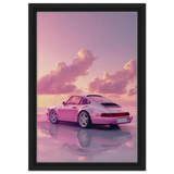 Pink Sunset Dream | Porsche Canvas & Fine Art wall art Print - Framed Canvas - 30x45 cm / 12x18″ - Black frame