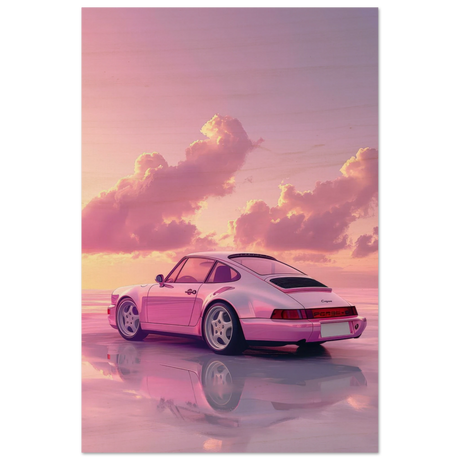 Pink Sunset Dream | Porsche Canvas & Fine Art wall art Print - Wood Prints - 30x45 cm / 12x18″ - 
