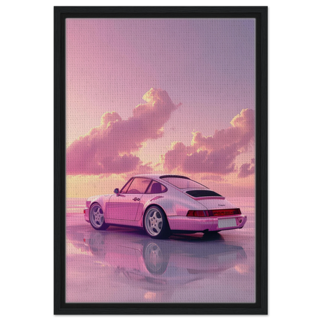 Pink Sunset Dream | Porsche Canvas & Fine Art wall art Print - Framed Canvas - 40x60 cm / 16x24″ - Black frame