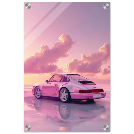 Pink Sunset Dream | Porsche Canvas & Fine Art wall art Print - Acrylic Print - 30x45 cm / 12x18″ - 