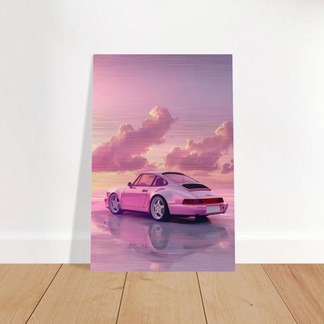 Pink Sunset Dream | Porsche Canvas & Fine Art wall art Print - Brushed Aluminum Print - 40x60 cm / 16x24″ - 