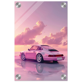 Pink Sunset Dream | Porsche Canvas & Fine Art wall art Print - Acrylic Print - 20x30 cm / 8x12″ - 