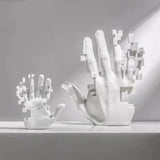 Pixelated Palm Sculpture – Modern Abstract Resin Hand Art - Mosaic Palm Small - 