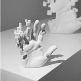Pixelated Palm Sculpture – Modern Abstract Resin Hand Art - Mosaic Palm Small - 