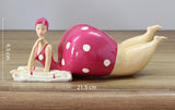 Playful Lady Figurine Collection – Colorful Resin Sculptures for Home & Office Decor - See picture - Pink Dress – Lounge Pose Lady - 
