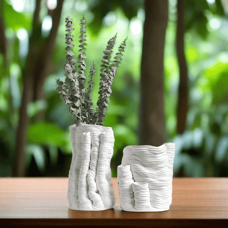 Popcorn Abstract Resin Vase – Modern Art Sculpture Home Décor - Large (34.5 x 19 x 18 cm) - 
