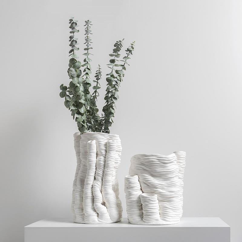 Popcorn Abstract Resin Vase – Modern Art Sculpture Home Décor - Large (34.5 x 19 x 18 cm) - 