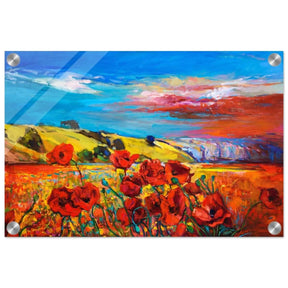 Poppy Fields of Passion: A Vibrant Landscape | Impressionism Wall art print - Acrylic Print - 30x45 cm / 12x18″ - 