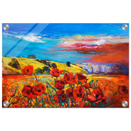 Poppy Fields of Passion: A Vibrant Landscape | Impressionism Wall art print - Acrylic Print - 30x45 cm / 12x18″ - 