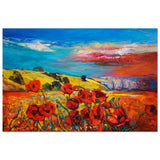 Poppy Fields of Passion: A Vibrant Landscape | Impressionism Wall art print - Wood Prints - 50x75 cm / 20x30″ - 