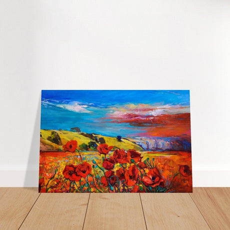 Poppy Fields of Passion: A Vibrant Landscape | Impressionism Wall art print - Brushed Aluminum Print - 40x60 cm / 16x24″ - 