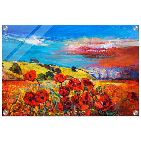Poppy Fields of Passion: A Vibrant Landscape | Impressionism Wall art print - Acrylic Print - 40x60 cm / 16x24″ - 