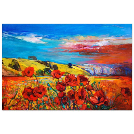 Poppy Fields of Passion: A Vibrant Landscape | Impressionism Wall art print - Aluminum Print - 30x45 cm / 12x18″ - 