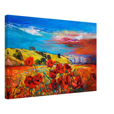 Poppy Fields of Passion: A Vibrant Landscape | Impressionism Wall art print - Canvas - 40x60 cm / 16x24″ - 