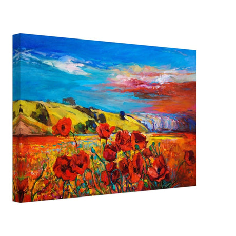 Poppy Fields of Passion: A Vibrant Landscape | Impressionism Wall art print - Canvas - 30x45 cm / 12x18″ - 