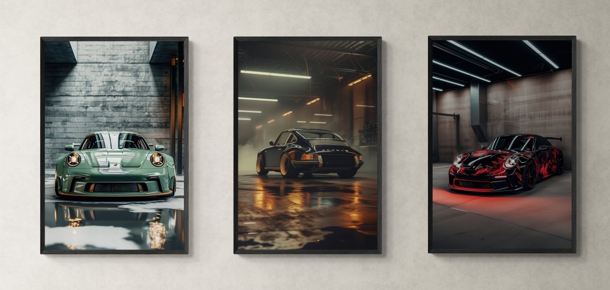 Porsche Legacy – Trio Canvas & Framed Canvas Set - Framed Canvas - 30X45 CM / 12X18″ - Wood frame