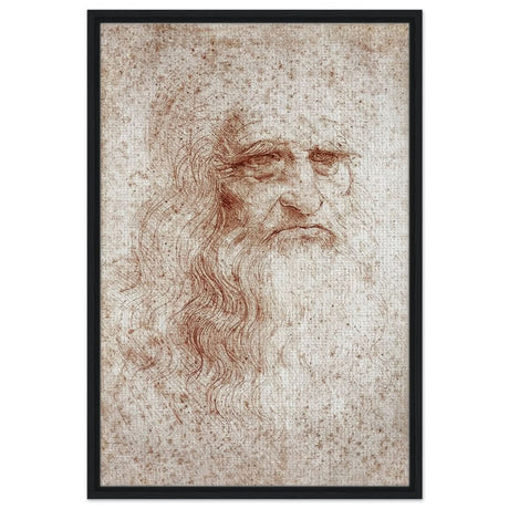 Portrait of a Man in Red Chalk Drawing by Leonardo da Vinci | Vintage wall art print - Framed Canvas - 60x90 cm / 24x36″ - Black frame