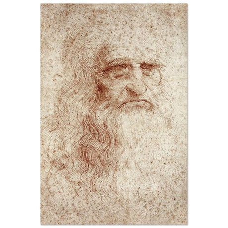 Portrait of a Man in Red Chalk Drawing by Leonardo da Vinci | Vintage wall art print - Wood Prints - 40x60 cm / 16x24″ - 