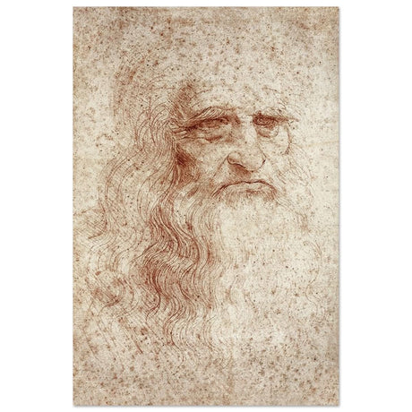 Portrait of a Man in Red Chalk Drawing by Leonardo da Vinci | Vintage wall art print - Wood Prints - 60x90 cm / 24x36″ - 