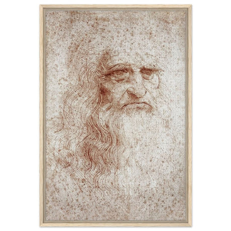 Portrait of a Man in Red Chalk Drawing by Leonardo da Vinci | Vintage wall art print - Framed Canvas - 60x90 cm / 24x36″ - Wood frame