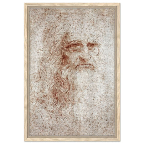 Portrait of a Man in Red Chalk Drawing by Leonardo da Vinci | Vintage wall art print - Framed Canvas - 40x60 cm / 16x24″ - Wood frame