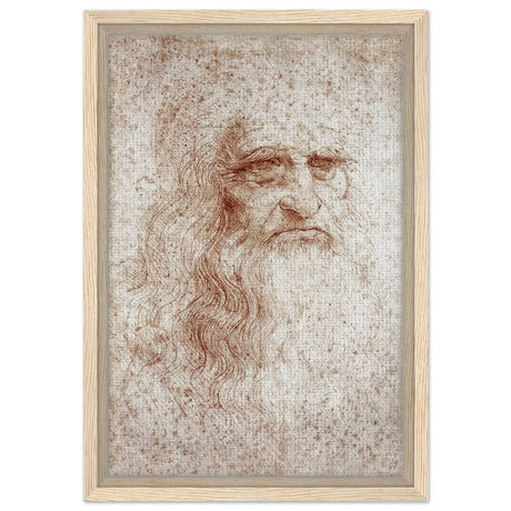 Portrait of a Man in Red Chalk Drawing by Leonardo da Vinci | Vintage wall art print - Framed Canvas - 30x45 cm / 12x18″ - Wood frame