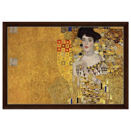 Portrait of Adele Bloch - Bauer by Gustav Klimt | Vintage wall art print - Framed Canvas - 40x60 cm / 16x24″ - Dark wood frame