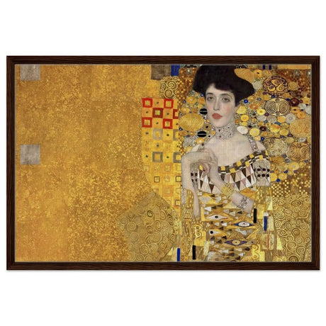 Portrait of Adele Bloch - Bauer by Gustav Klimt | Vintage wall art print - Framed Canvas - 60x90 cm / 24x36″ - Dark wood frame