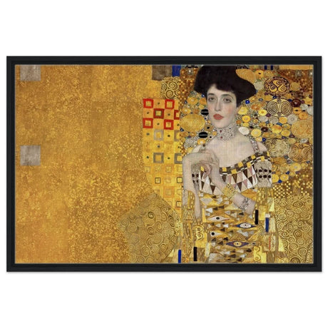 Portrait of Adele Bloch - Bauer by Gustav Klimt | Vintage wall art print - Framed Canvas - 60x90 cm / 24x36″ - Black frame