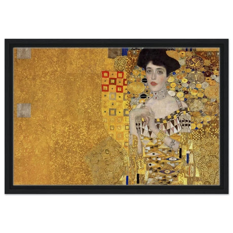 Portrait of Adele Bloch - Bauer by Gustav Klimt | Vintage wall art print - Framed Canvas - 40x60 cm / 16x24″ - Black frame