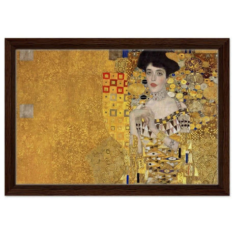Portrait of Adele Bloch - Bauer by Gustav Klimt | Vintage wall art print - Framed Canvas - 30x45 cm / 12x18″ - Dark wood frame