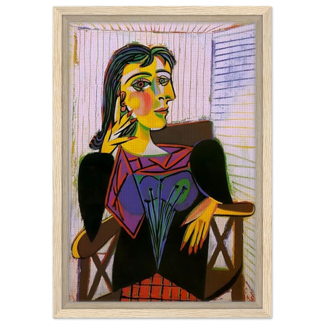 Portrait of Dora Maar by Pablo Picasso | Cubism wall art print - Framed Canvas - 30x45 cm / 12x18″ - Wood frame