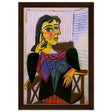 Portrait of Dora Maar by Pablo Picasso | Cubism wall art print - Framed Canvas - 30x45 cm / 12x18″ - Dark wood frame