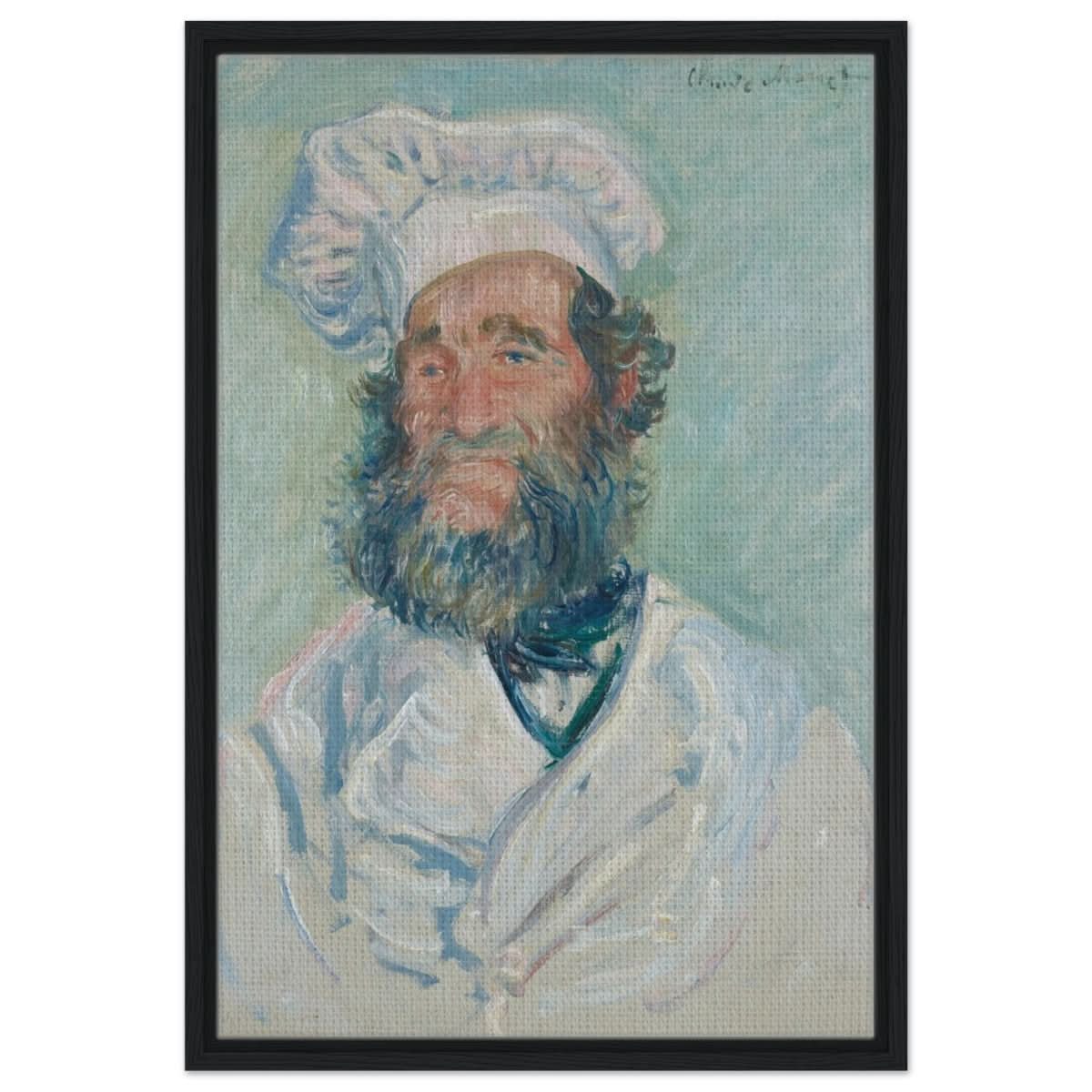 Portrait of Père Paul by Claude Monet | Vintage wall art print - Framed Canvas - 50x75 cm / 20x30″ - Black frame