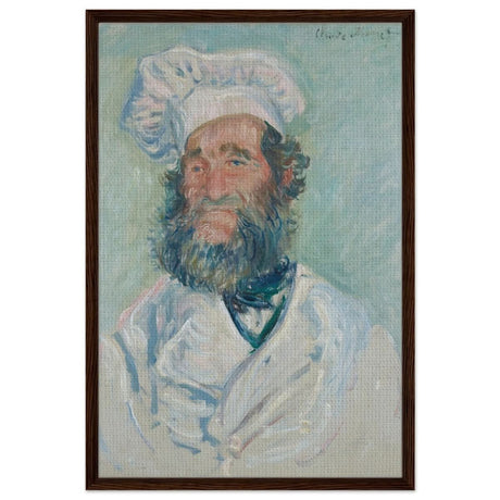 Portrait of Père Paul by Claude Monet | Vintage wall art print - Framed Canvas - 60x90 cm / 24x36″ - Dark wood frame