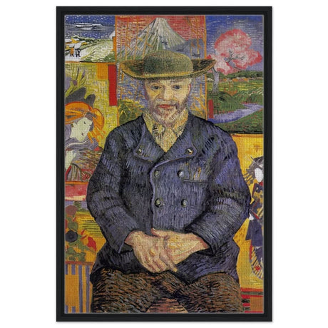 Portrait of Père Tanguy (1887) by Vincent van Gogh | Vintage wall art print - Framed Canvas - 60x90 cm / 24x36″ - Black frame