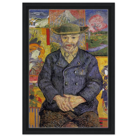 Portrait of Père Tanguy (1887) by Vincent van Gogh | Vintage wall art print - Framed Canvas - 30x45 cm / 12x18″ - Black frame