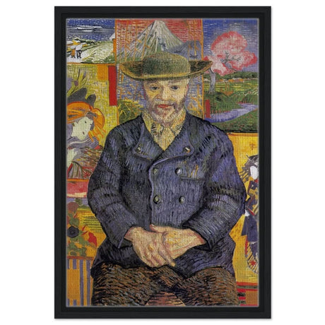 Portrait of Père Tanguy (1887) by Vincent van Gogh | Vintage wall art print - Framed Canvas - 40x60 cm / 16x24″ - Black frame