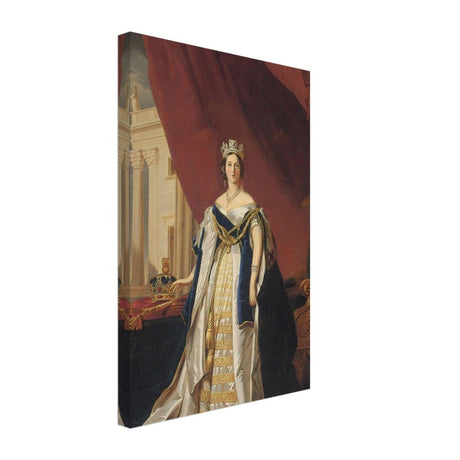 Portrait of Queen Victoria in Coronation Robes by Franz Xaver Winterhalte Vintage Wall Art - Canvas - 30x45 cm / 12x18″ - Slim