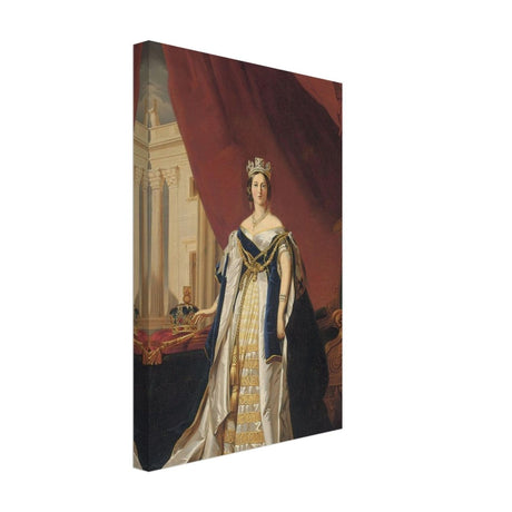 Portrait of Queen Victoria in Coronation Robes by Franz Xaver Winterhalte Vintage Wall Art - Canvas - 30x45 cm / 12x18″ - Thick