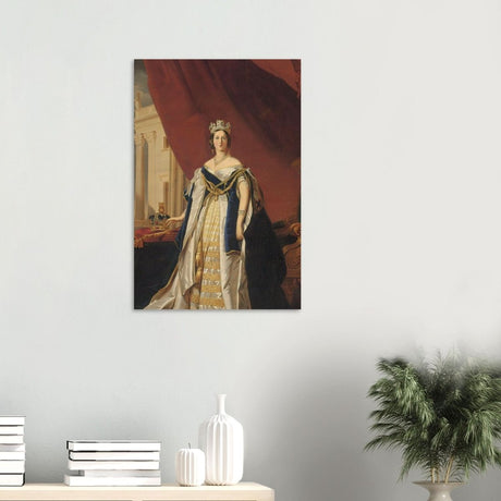 Portrait of Queen Victoria in Coronation Robes by Franz Xaver Winterhalte Vintage Wall Art - Wood Prints - 50x75 cm / 20x30″ - 20 mm
