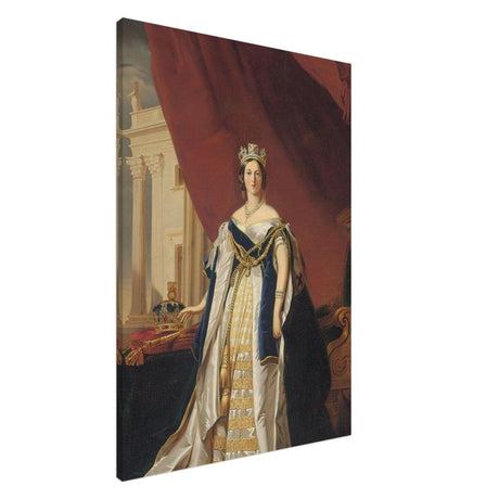 Portrait of Queen Victoria in Coronation Robes by Franz Xaver Winterhalte Vintage Wall Art - Canvas - 70x100 cm / 28x40″ - Slim