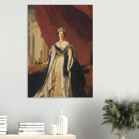 Portrait of Queen Victoria in Coronation Robes by Franz Xaver Winterhalte Vintage Wall Art - Wood Prints - 70x100 cm / 28x40″ - 10 mm