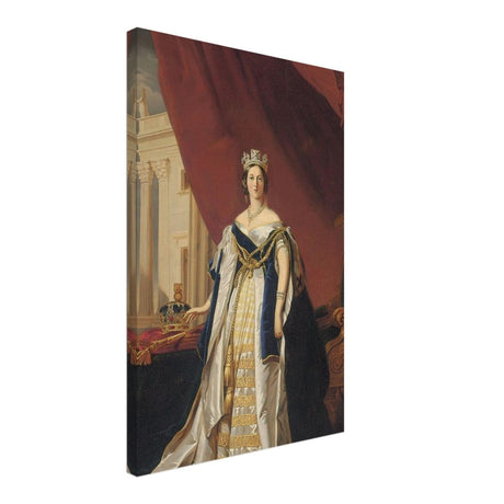 Portrait of Queen Victoria in Coronation Robes by Franz Xaver Winterhalte Vintage Wall Art - Canvas - 40x60 cm / 16x24″ - Slim