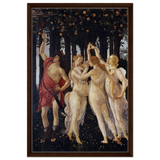 Primavera by Sandro Botticelli | Vintage wall art print - 50x75 cm / 20x30″ - Framed Canvas - Dark wood frame
