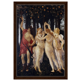 Primavera by Sandro Botticelli | Vintage wall art print - 40x60 cm / 16x24″ - Framed Canvas - Dark wood frame