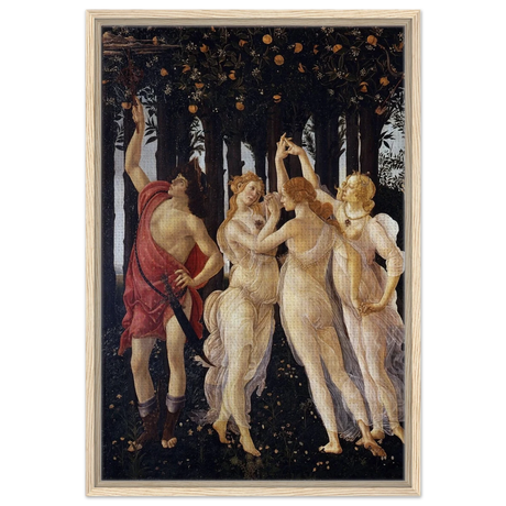 Primavera by Sandro Botticelli | Vintage wall art print - 50x75 cm / 20x30″ - Framed Canvas - Wood frame